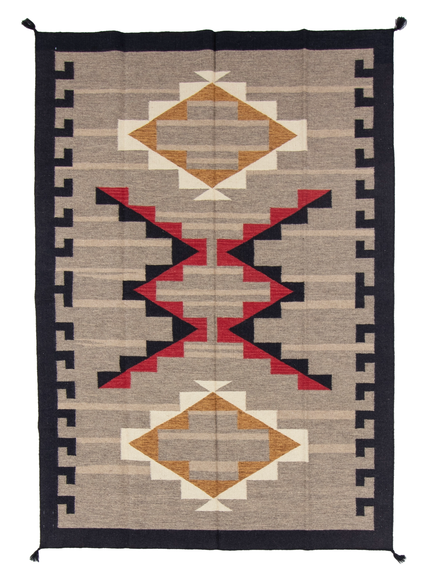 W 6.2 L 8.11 Kilim 100% Wool Hand-Woven Navajo Design - 66817