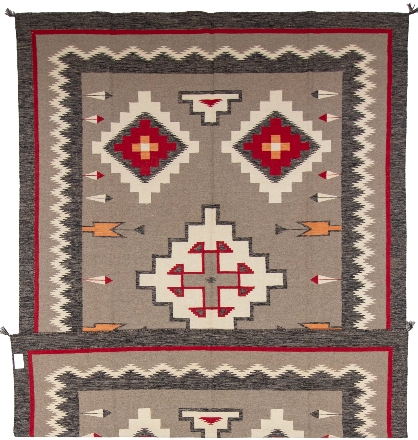 W 8.10 L 12.2 Kilim 100% Wool Hand-Woven Navajo Design - 66818