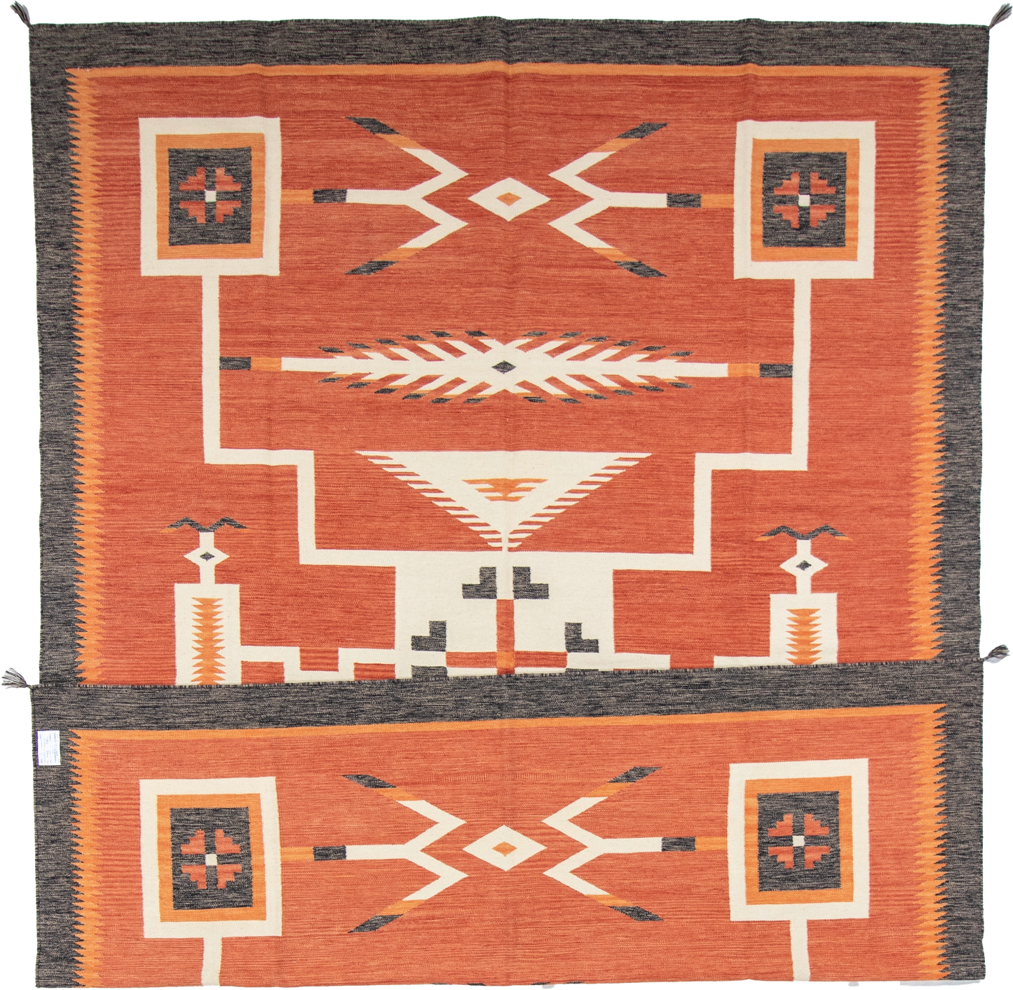 W 9 L 12.1 Kilim 100% Wool Hand-Woven Navajo Design - 66819