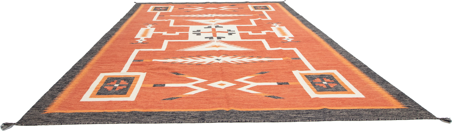 W 9 L 12.1 Kilim 100% Wool Hand-Woven Navajo Design - 66819