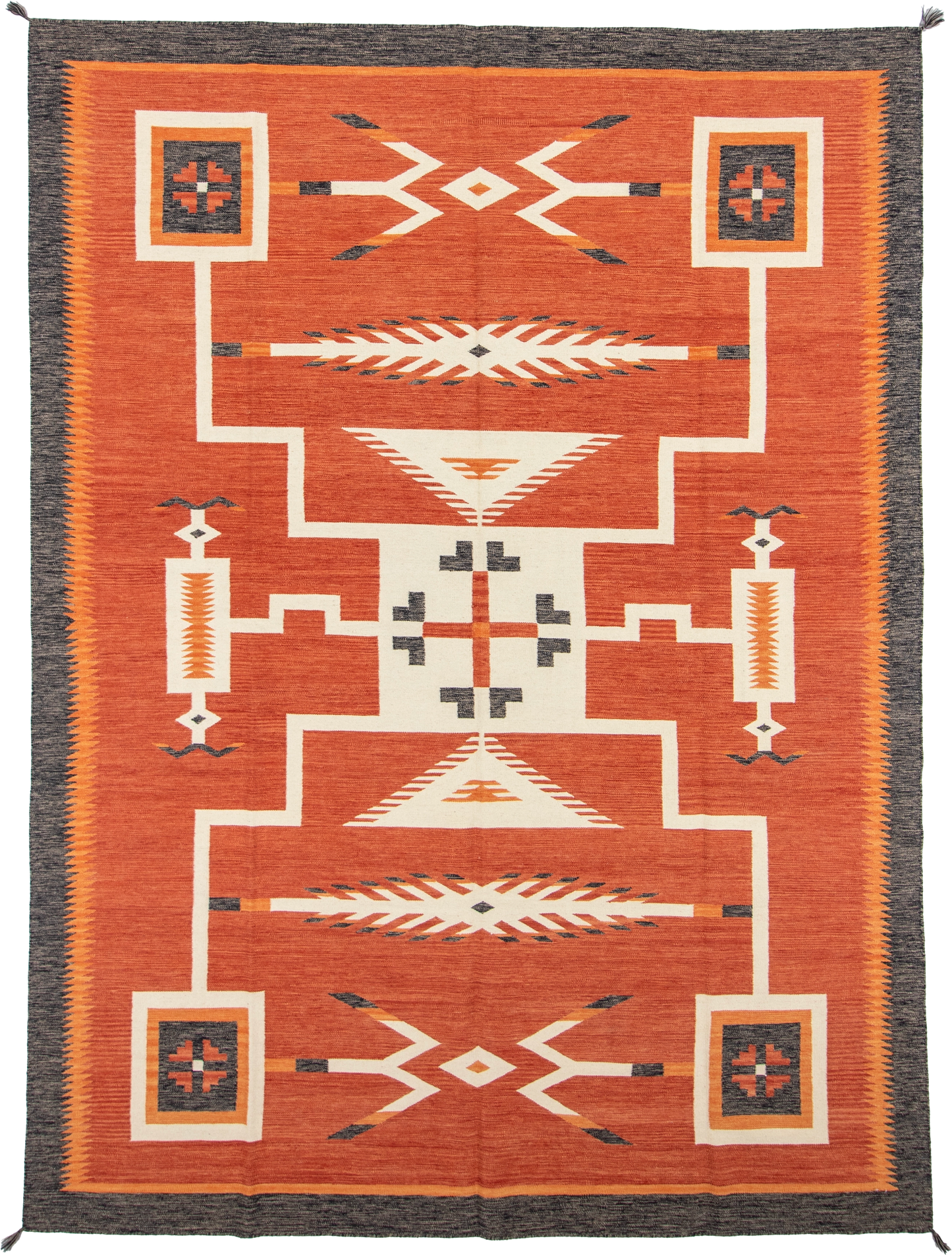 W 9 L 12.1 Kilim 100% Wool Hand-Woven Navajo Design - 66819