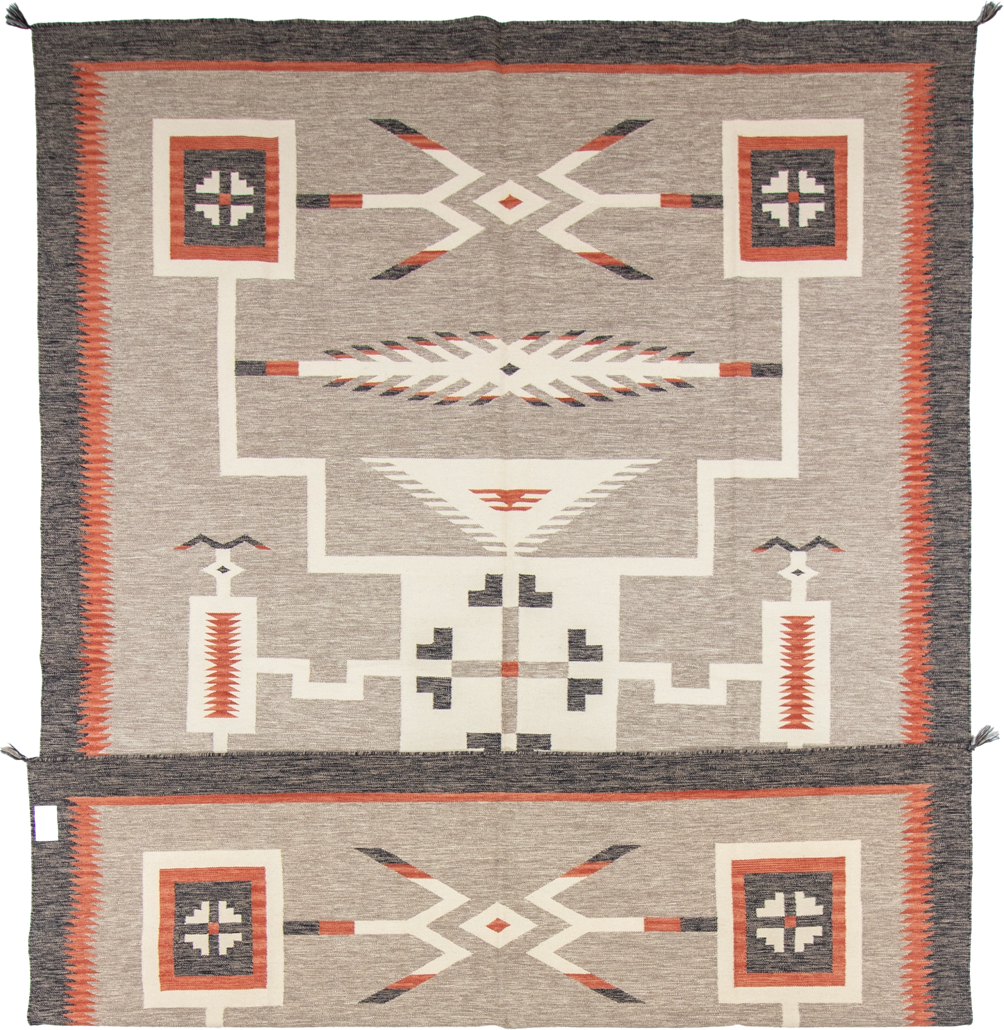 W 8.10 L 12.1 Kilim 100% Wool Hand-Woven Navajo Design - 66820