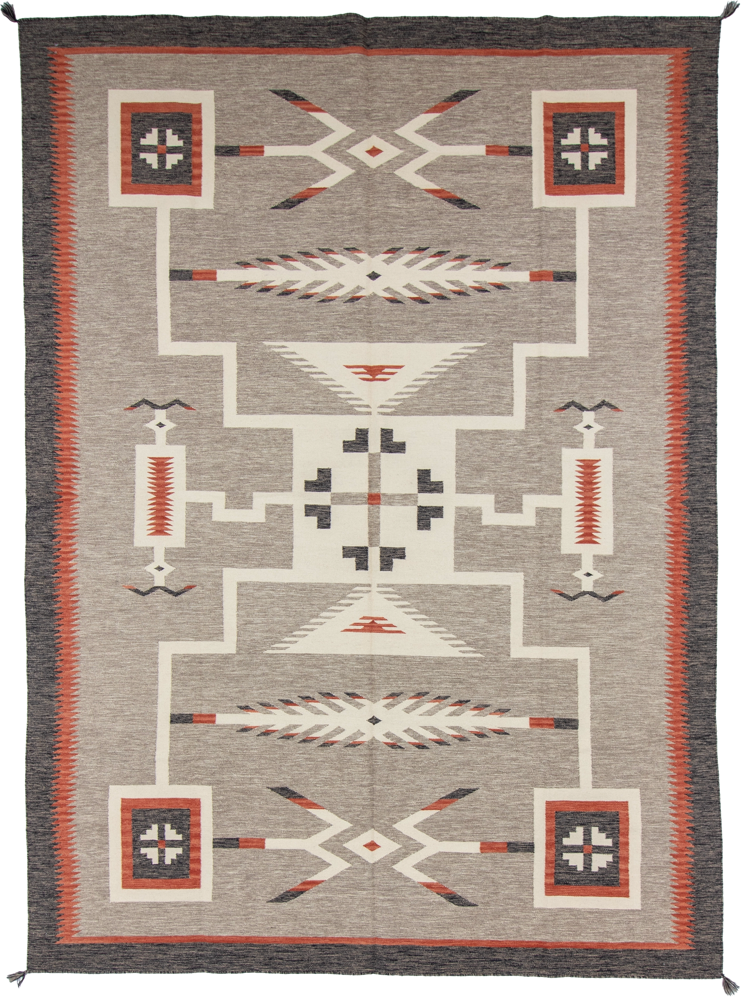 W 8.10 L 12.1 Kilim 100% Wool Hand-Woven Navajo Design - 66820
