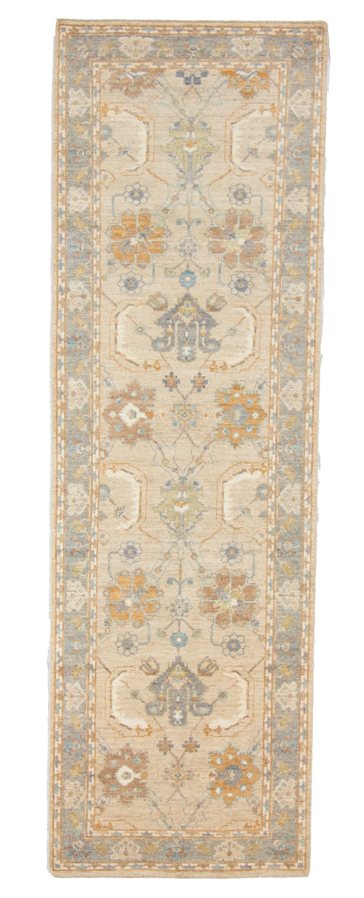 W 3.1 L 9.9 Mahal Runner 100% Wool Hand-Woven All-Over Design - 66823