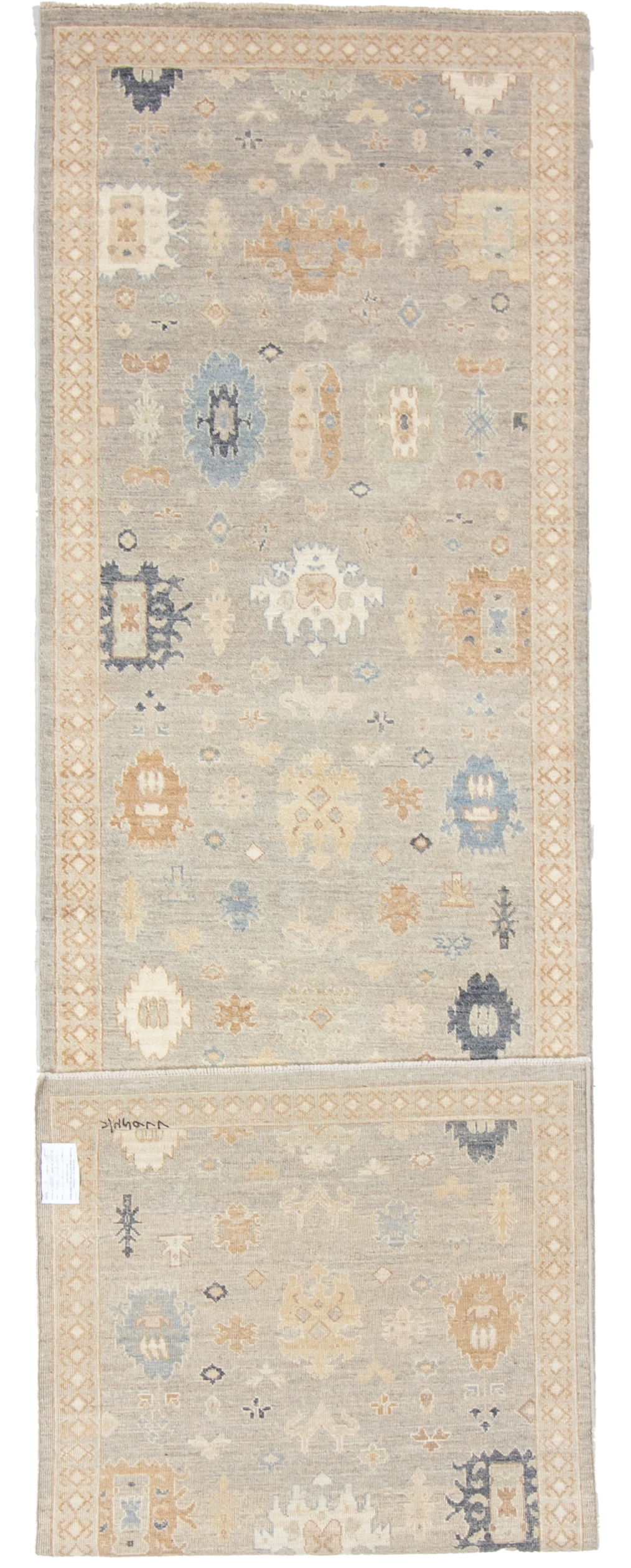 W 3 L 11.1 Mahal Runner 100% Wool Hand-Woven All-Over Design - 66825