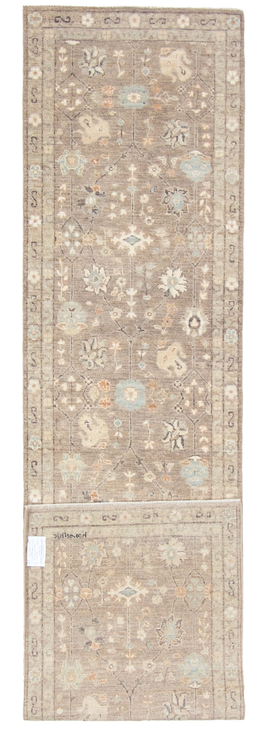 W 2.5 L 10.4 Mahal Runner 100% Wool Hand-Woven All-Over Design - 66829