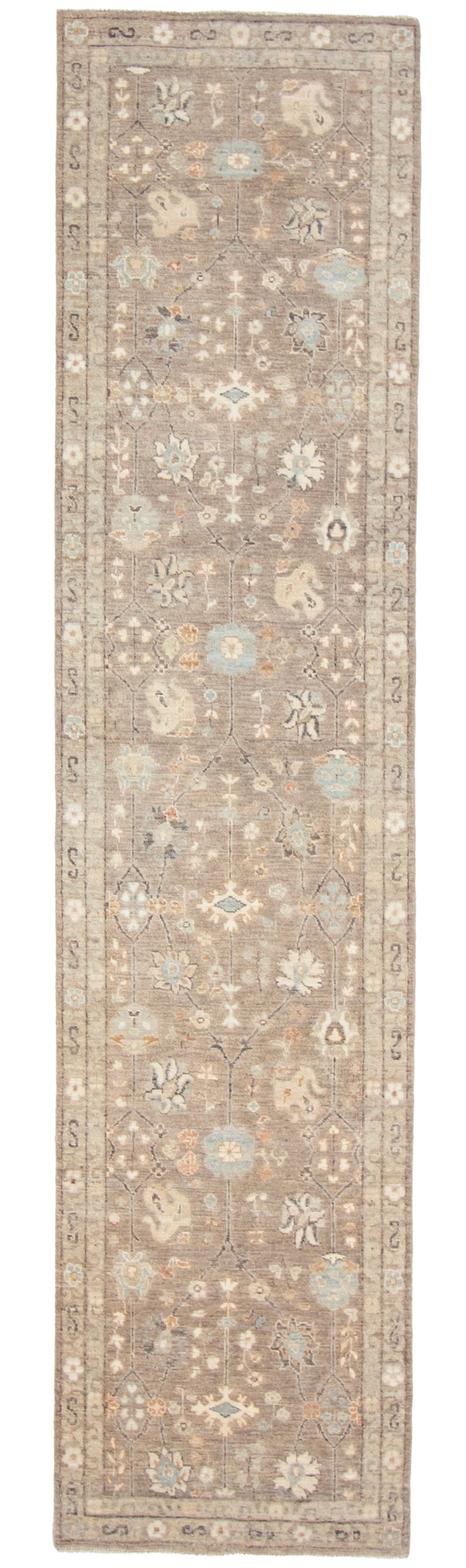 W 2.5 L 10.4 Mahal Runner 100% Wool Hand-Woven All-Over Design - 66829