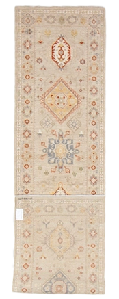 W 2.8 L 11.6 Karajeh Runner 100% Wool Hand-Woven All-Over Design - 66831