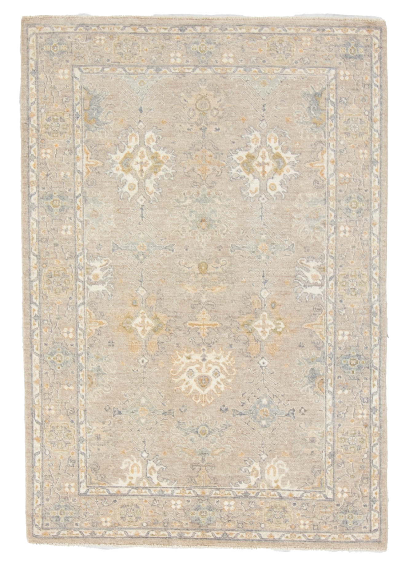 W 4 L 5.9 Mahal 100% Wool Hand-Woven All-Over Design - 66832