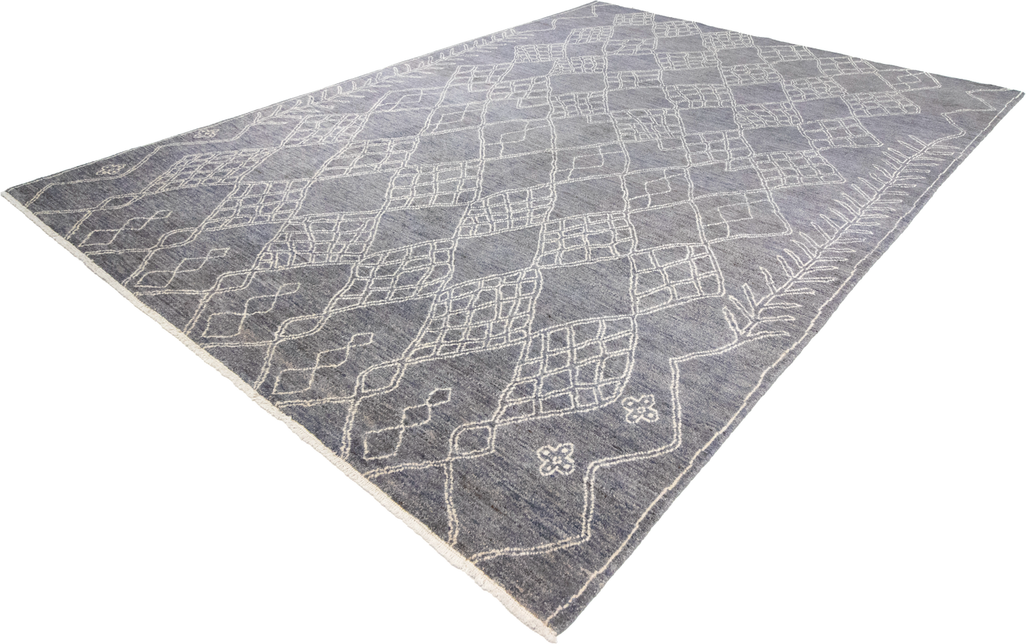 W 8.11 L 12.3 Moroccan 100% Wool Hand-Woven All-Over Design - 66836