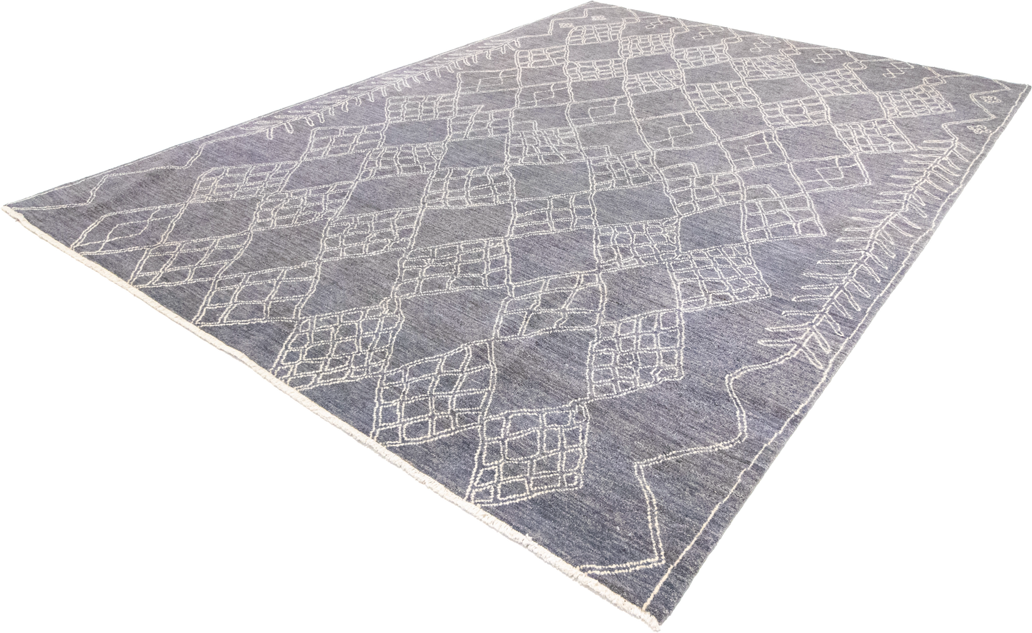 W 8.11 L 12.3 Moroccan 100% Wool Hand-Woven All-Over Design - 66836