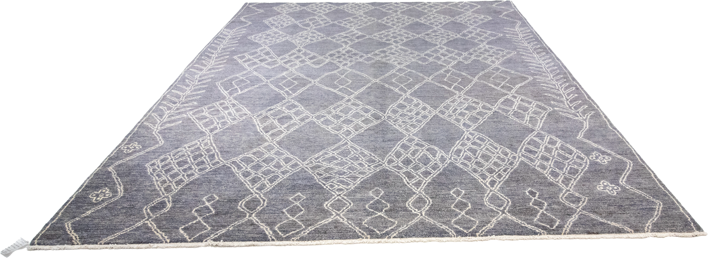 W 8.11 L 12.3 Moroccan 100% Wool Hand-Woven All-Over Design - 66836