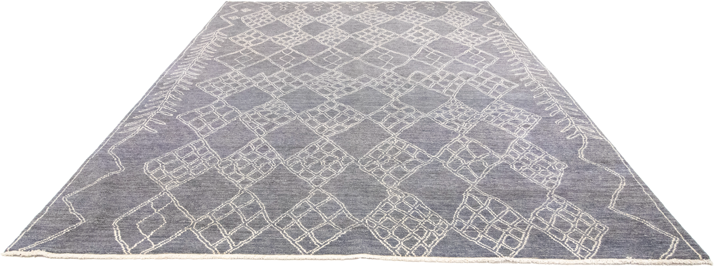 W 8.11 L 12.3 Moroccan 100% Wool Hand-Woven All-Over Design - 66836
