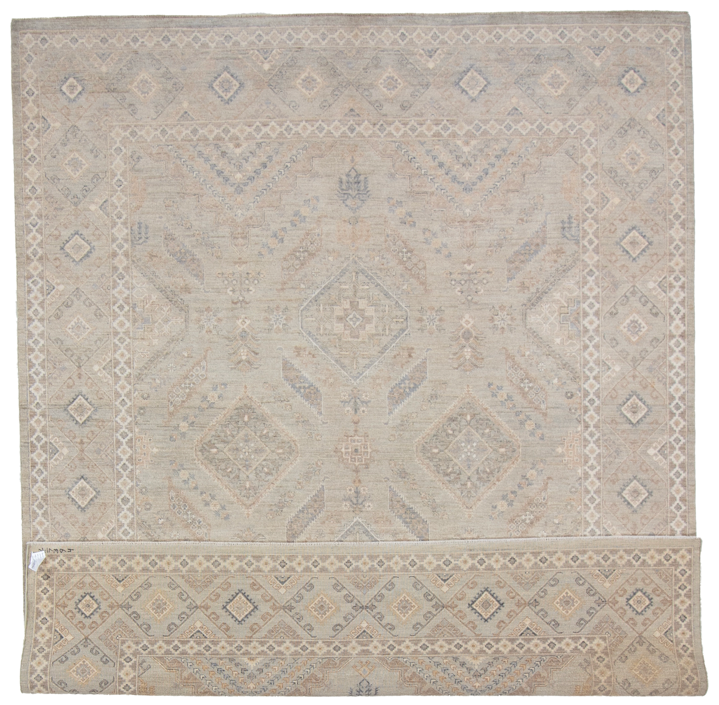 W 7.10 L 9.10 Hamadan 100% Wool Hand-Woven Geometric Design - 66837