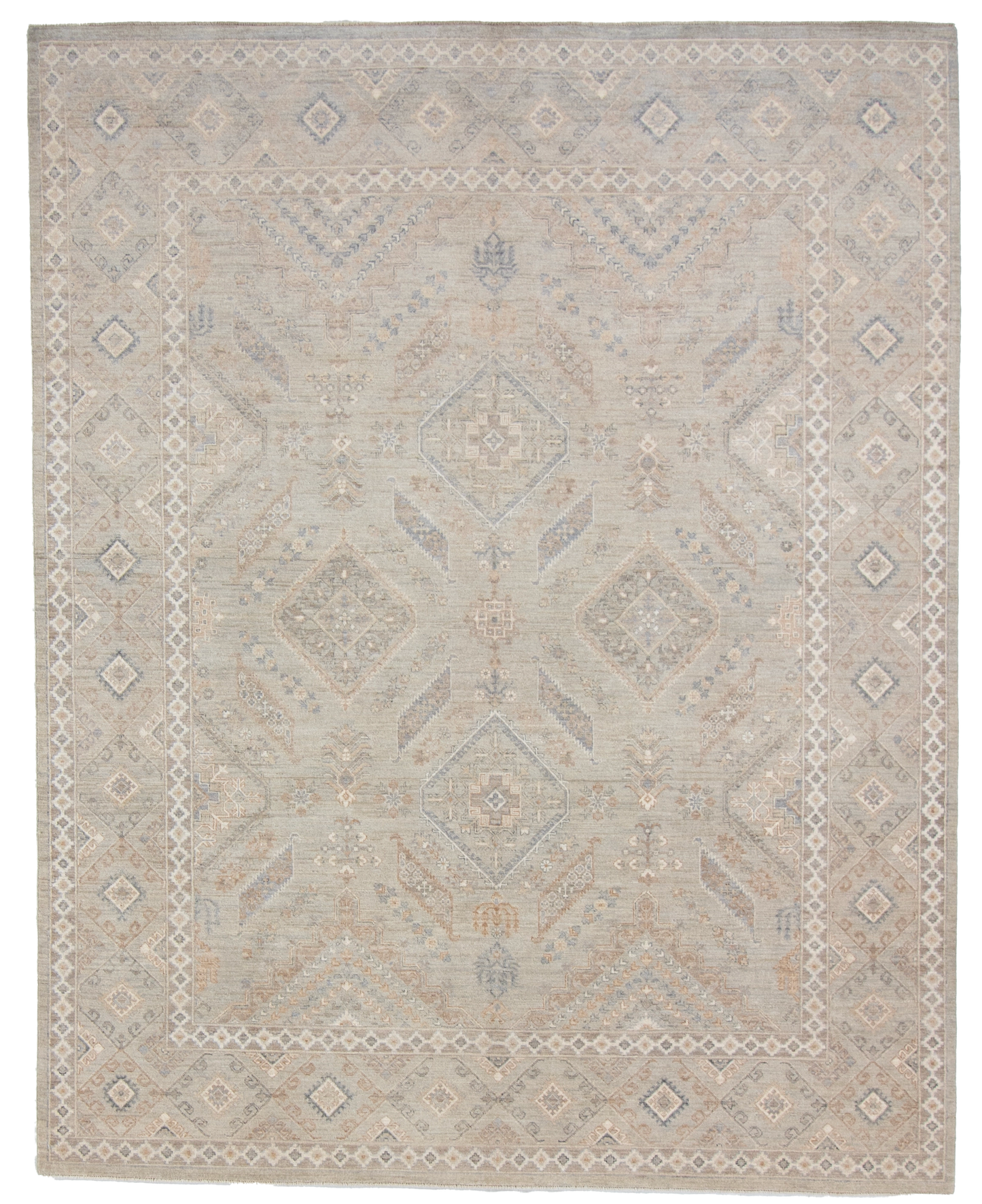 W 7.10 L 9.10 Hamadan 100% Wool Hand-Woven Geometric Design - 66837