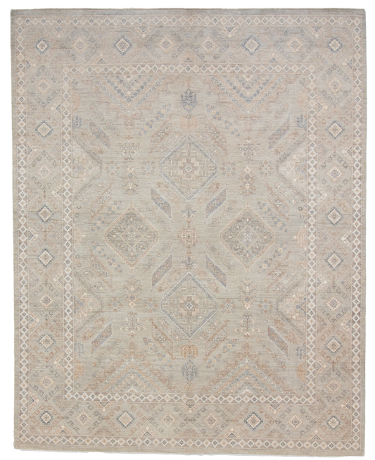 W 7.10 L 9.10 Hamadan 100% Wool Hand-Woven Geometric Design - 66837