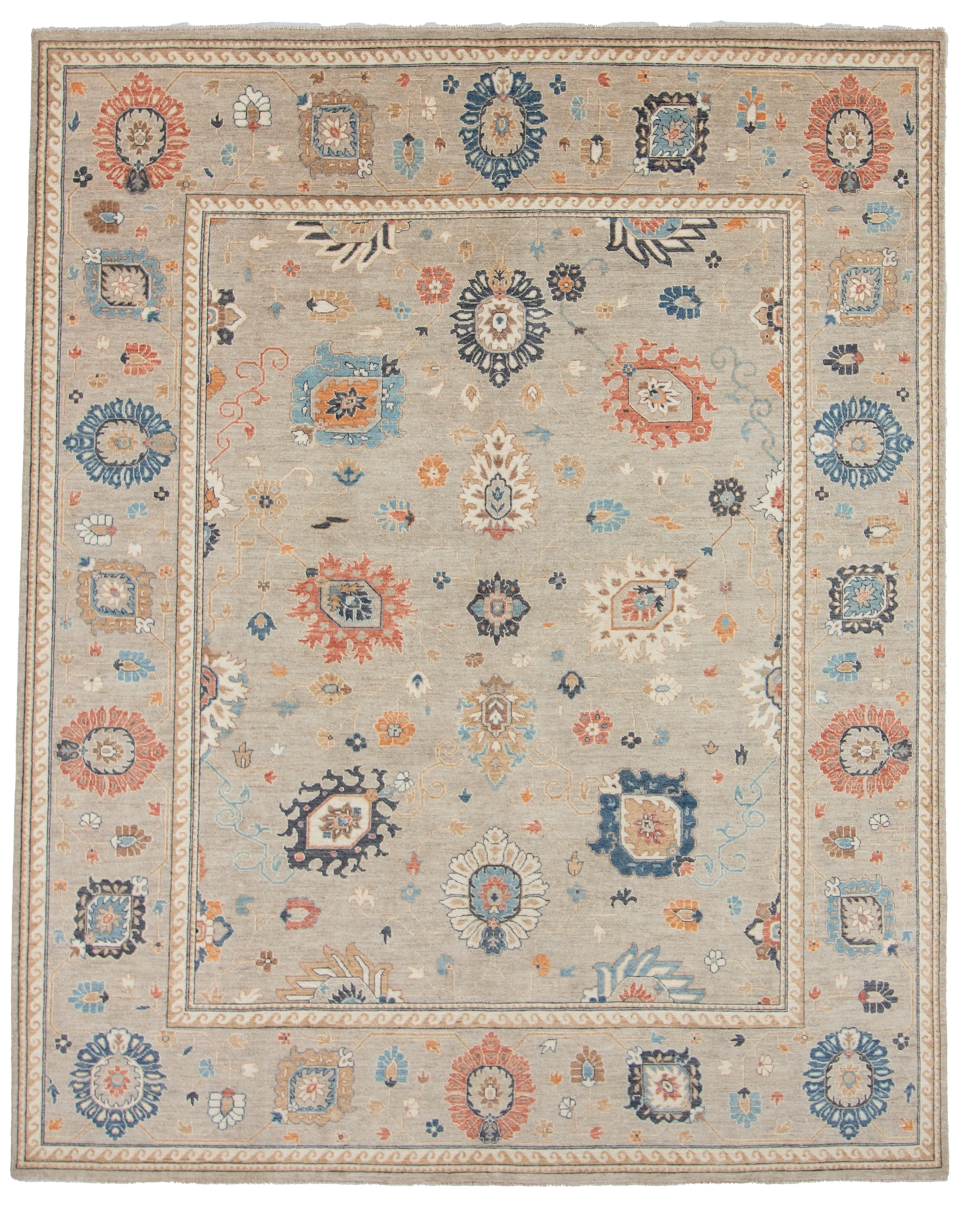 W 7.11 L 9.10 Mahal 100% Wool Hand-Woven All-Over Design - 66838