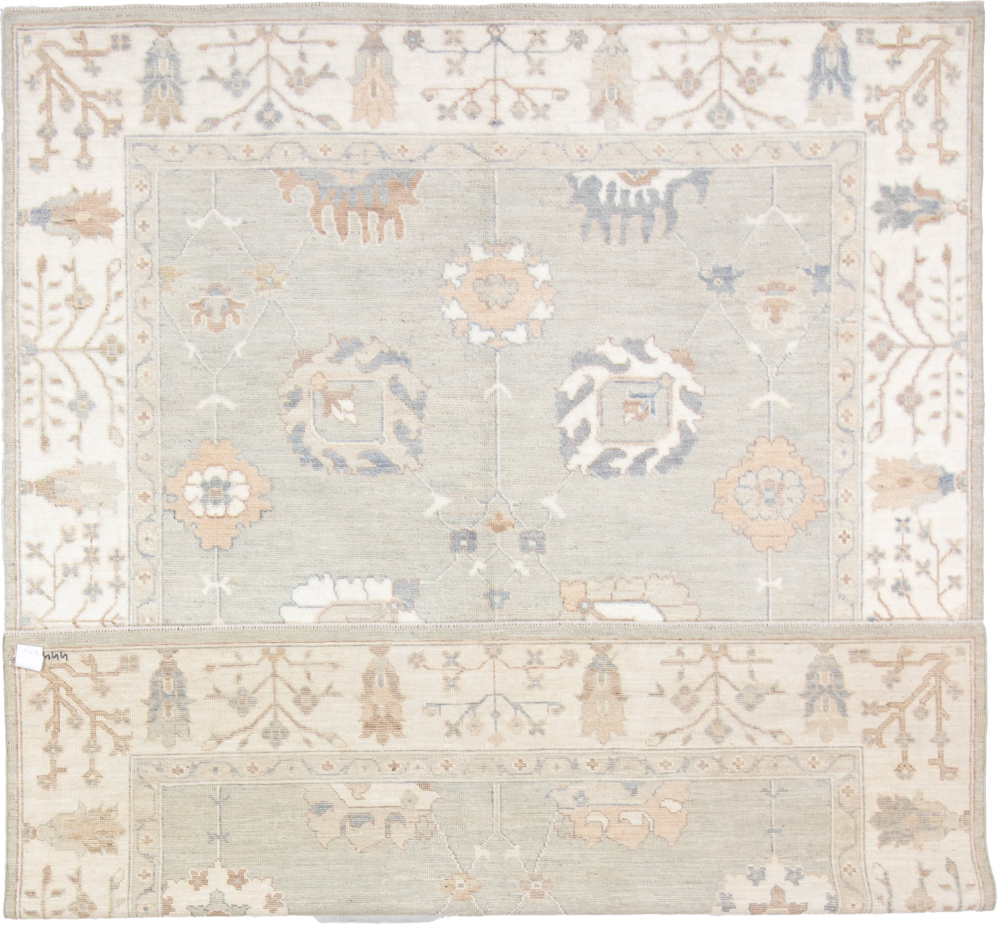 W 7.11 L 9.9 Oushak 100% Wool Hand-Woven All-Over Design - 66839