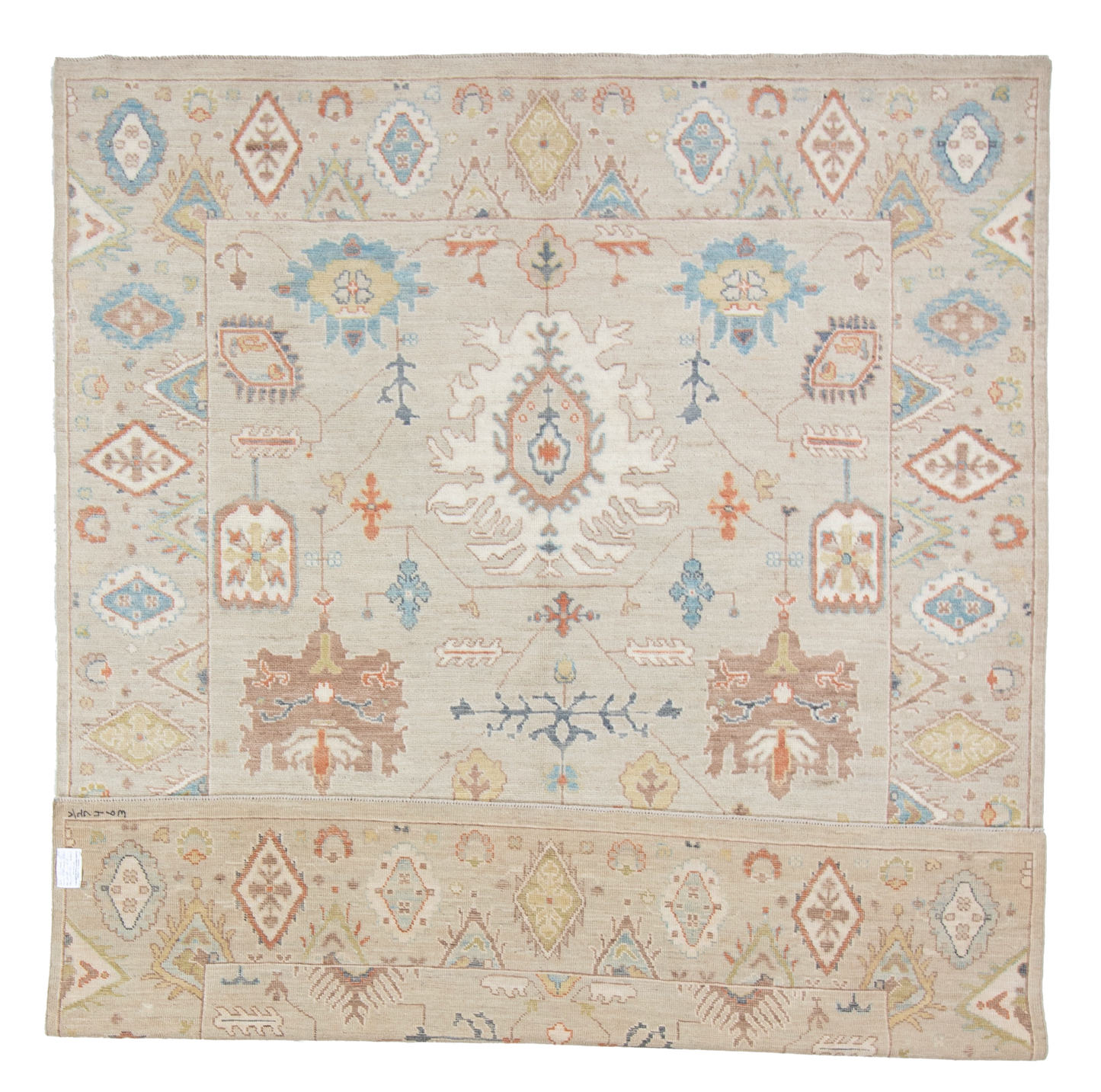 W 8.2 L 10.2 Oushak 100% Wool Hand-Woven All-Over Design - 66840