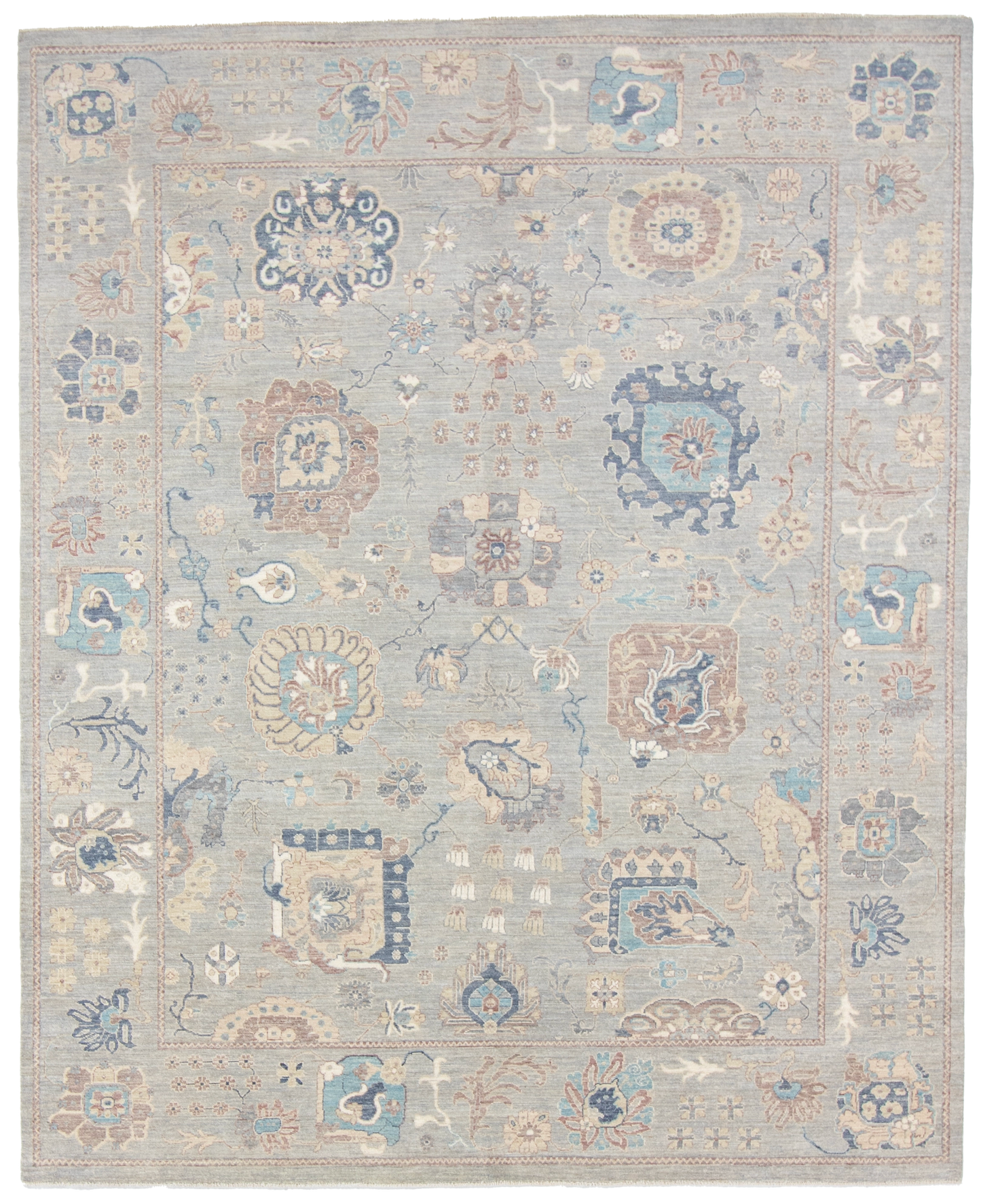 W 8.1 L 10 Sh. Abbas 100% Wool Hand-Woven All-Over Design - 66841