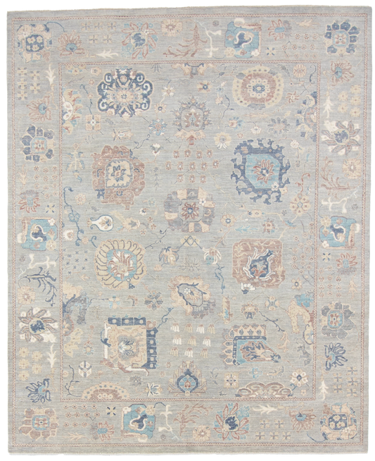 W 8.1 L 10 Sh. Abbas 100% Wool Hand-Woven All-Over Design - 66841