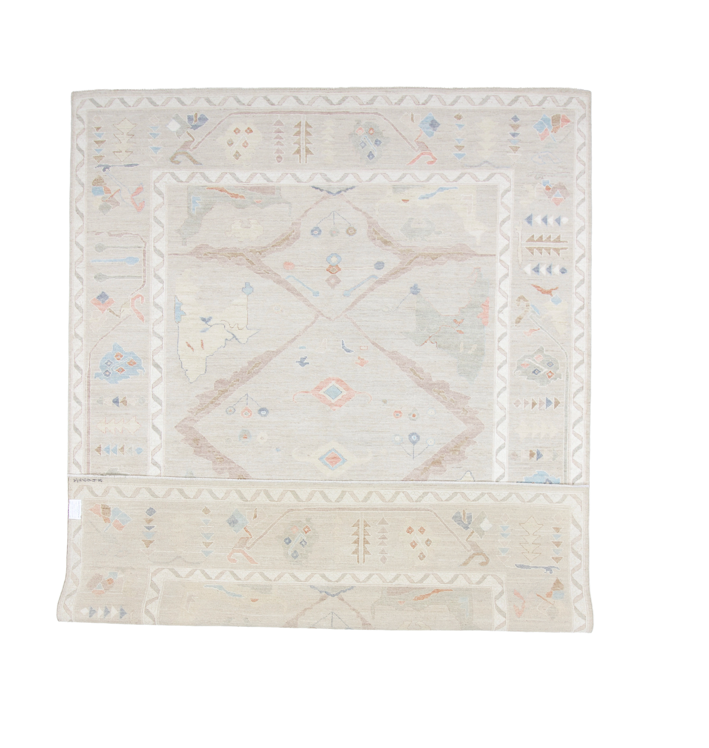 W 8.9 L 11.8 Oushak 100% Wool Hand-Woven All-Over Design - 66845