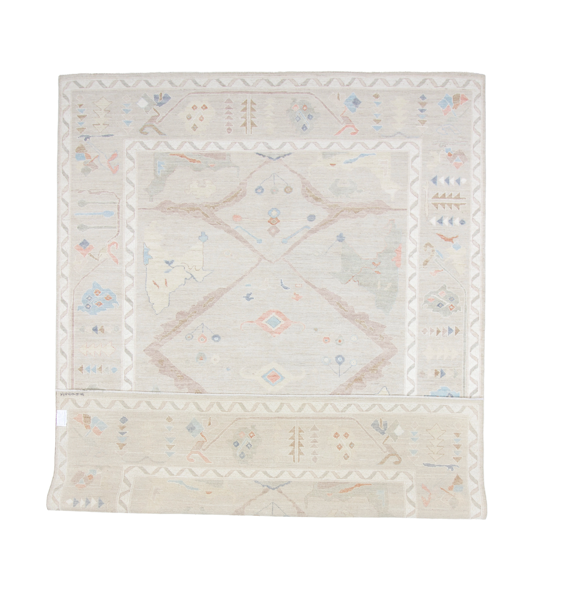 W 8.9 L 11.8 Oushak 100% Wool Hand-Woven All-Over Design - 66845