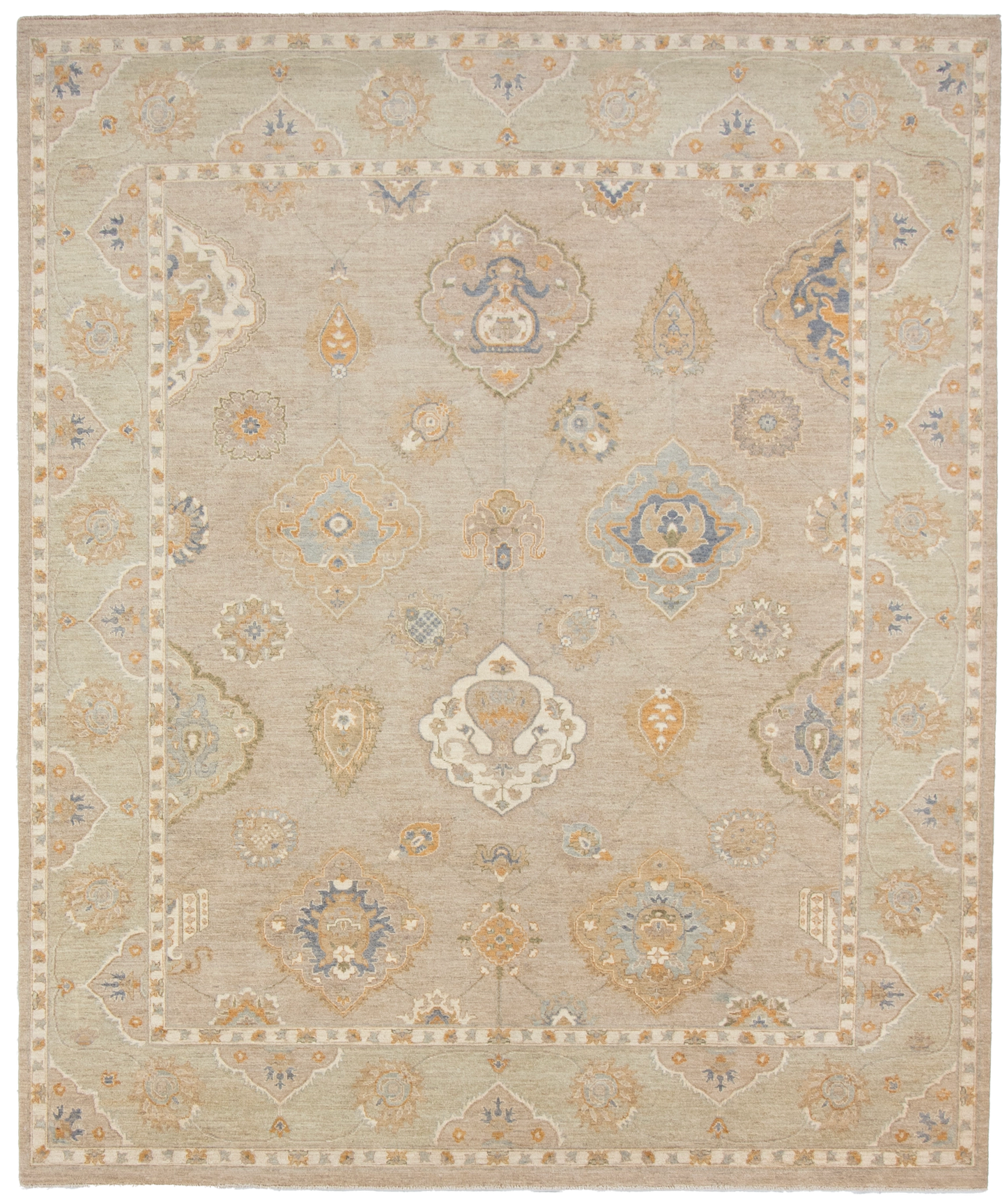 W 8.1 L 9.8 Sh. Abbas 100% Wool Hand-Woven All-Over Design - 66846