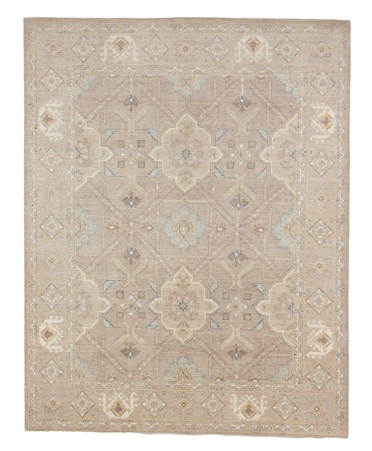 W 7.10 L 10 Hamadan 100% Wool Hand-Woven Geometric Design - 66847