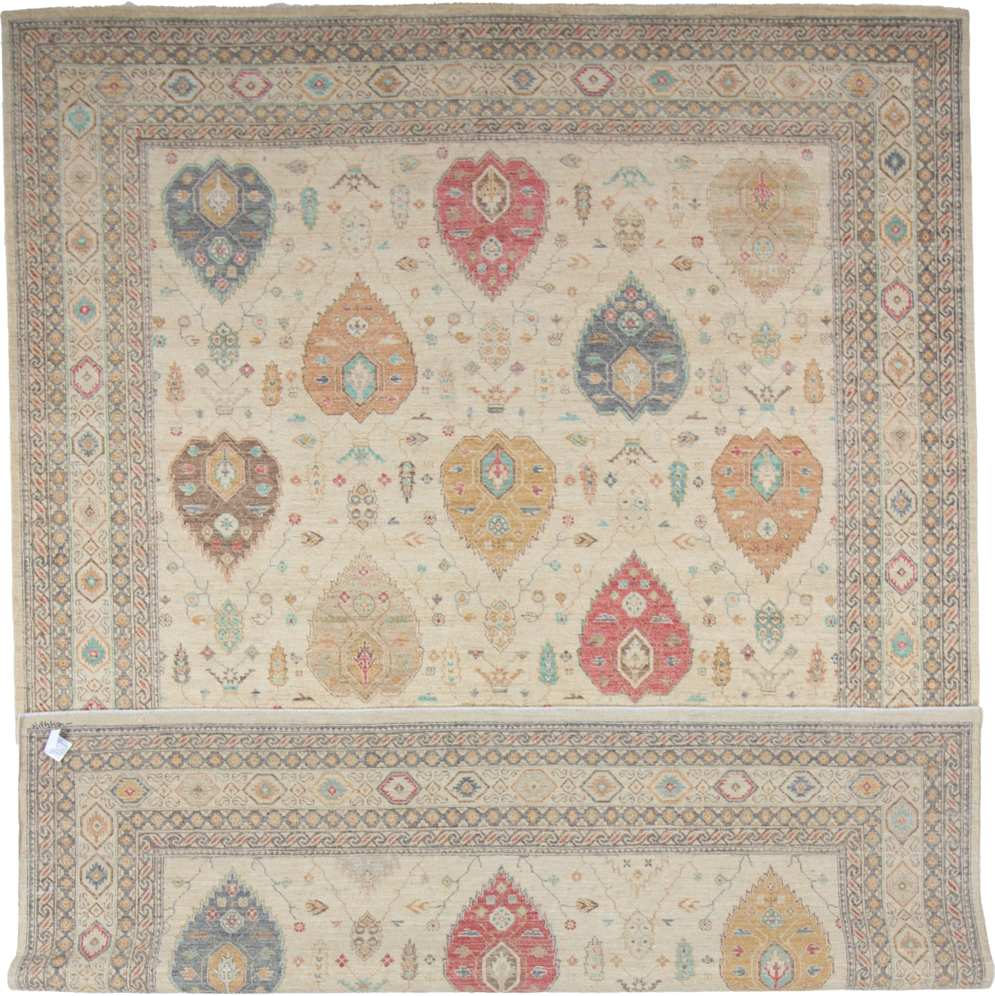 W 9 L 11.11 Sh. Abbas 100% Wool Hand-Woven All-Over Design - 66848