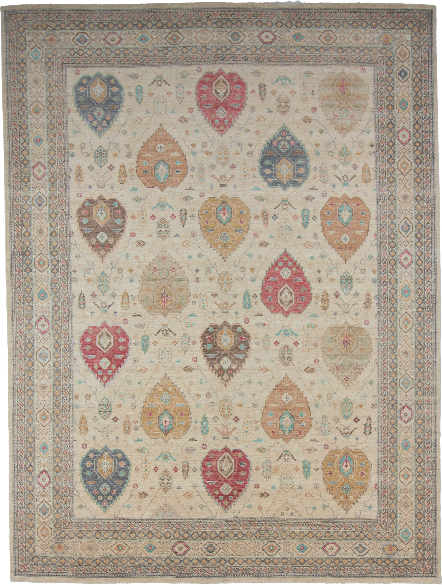 W 9 L 11.11 Sh. Abbas 100% Wool Hand-Woven All-Over Design - 66848