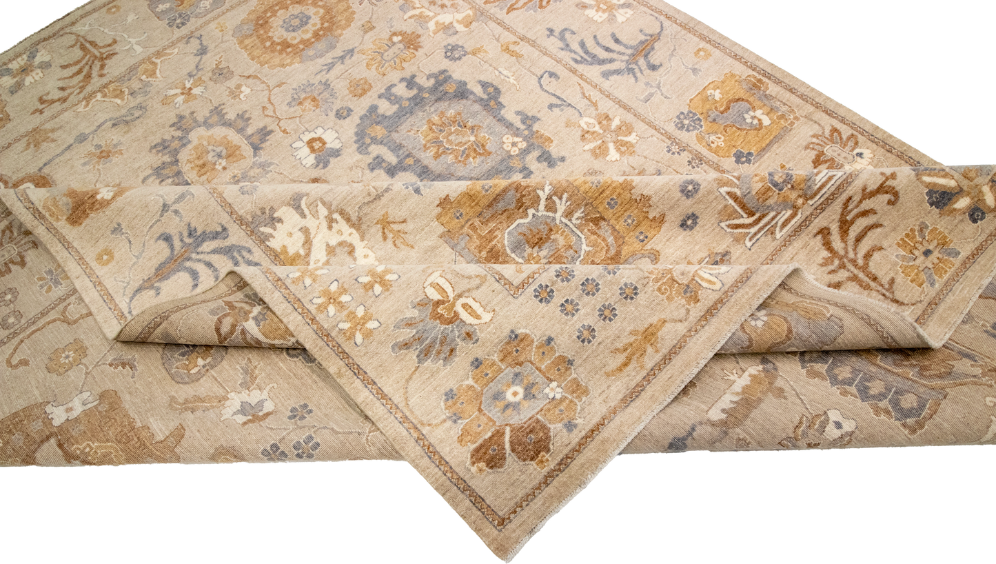 W 8.11 L 11.4 Ziegler 100% Wool Hand-Woven All-Over Design - 66850