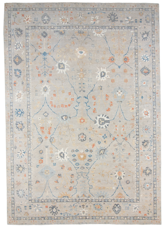 W 9.11 L 14 Sultan Abad 100% Wool Hand-Woven All-Over Design - 66851