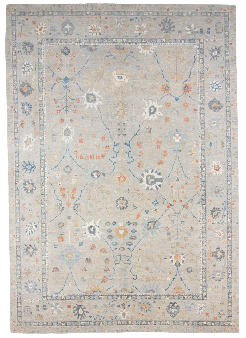 W 9.11 L 14 Sultan Abad 100% Wool Hand-Woven All-Over Design - 66851