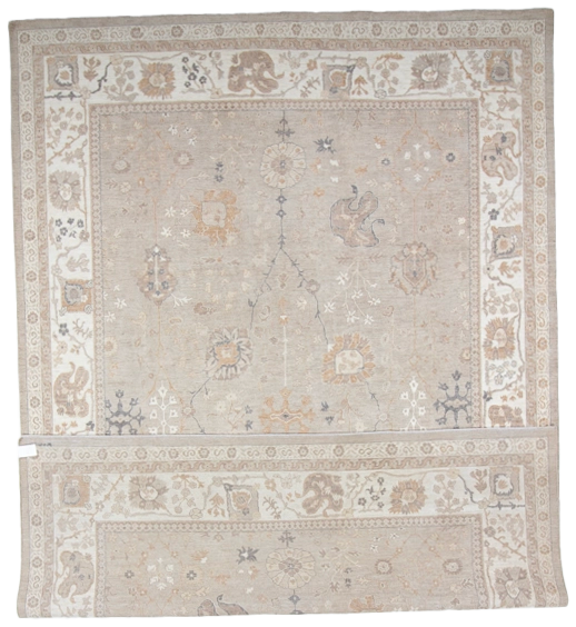 W 9.9 L 14.2 Sh. Abbas 100% Wool Hand-Woven All-Over Design - 66855