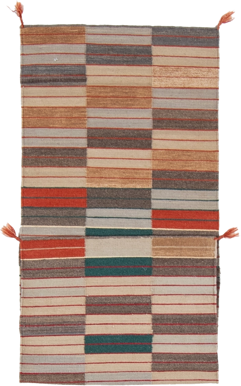 W 2.2 L 5.7 Kilim Runner 100% Wool Hand-Woven All-Over Design - 66860