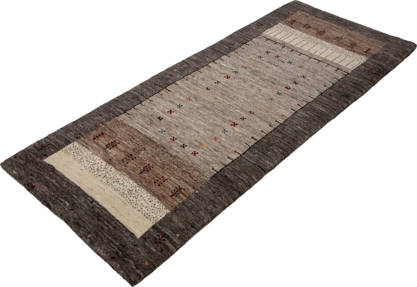 W 2.7 L 6.5 Gabbeh Runner 100% Wool Hand-Woven All-Over Design - 66861