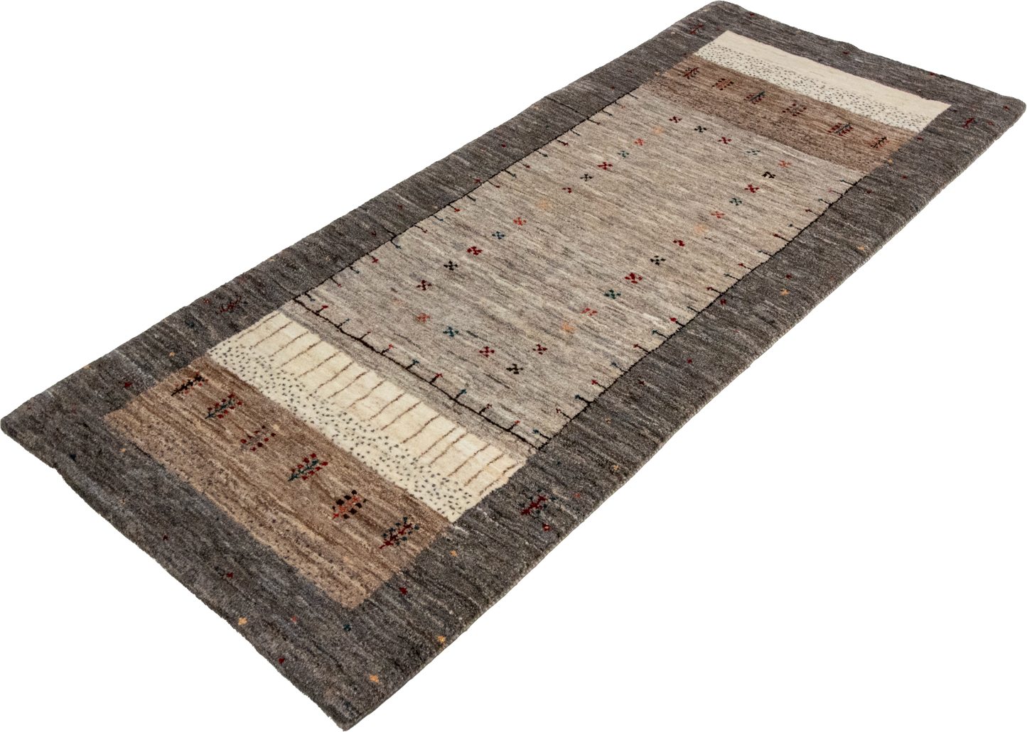 W 2.7 L 6.5 Gabbeh Runner 100% Wool Hand-Woven All-Over Design - 66861