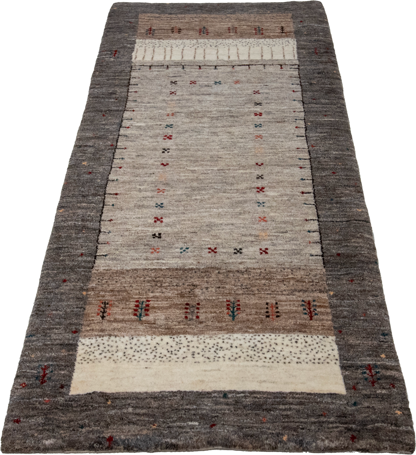 W 2.7 L 6.5 Gabbeh Runner 100% Wool Hand-Woven All-Over Design - 66861