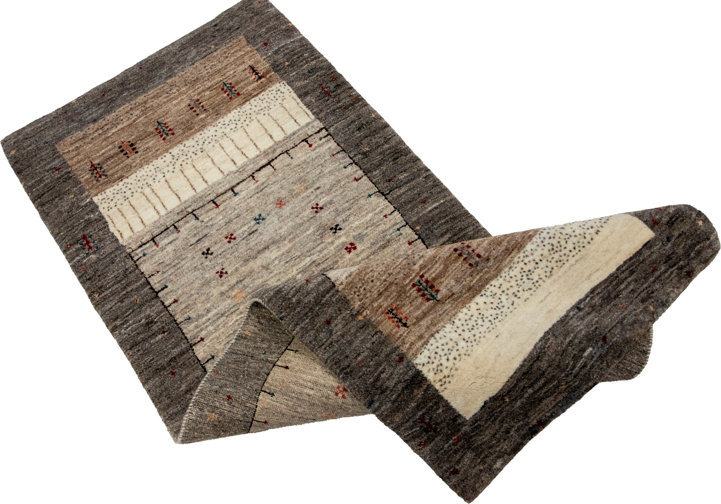 W 2.7 L 6.5 Gabbeh Runner 100% Wool Hand-Woven All-Over Design - 66861