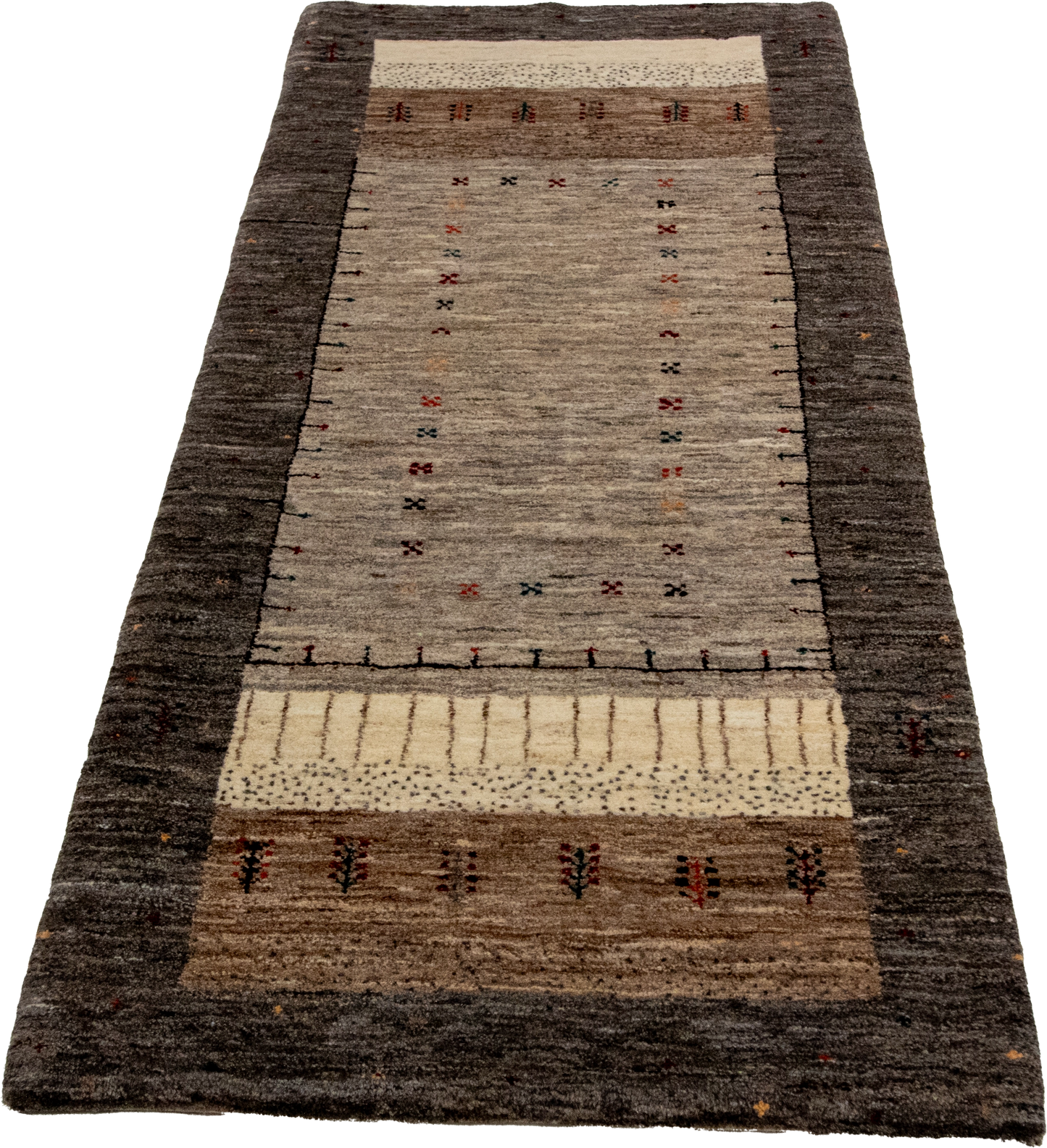 W 2.7 L 6.5 Gabbeh Runner 100% Wool Hand-Woven All-Over Design - 66861