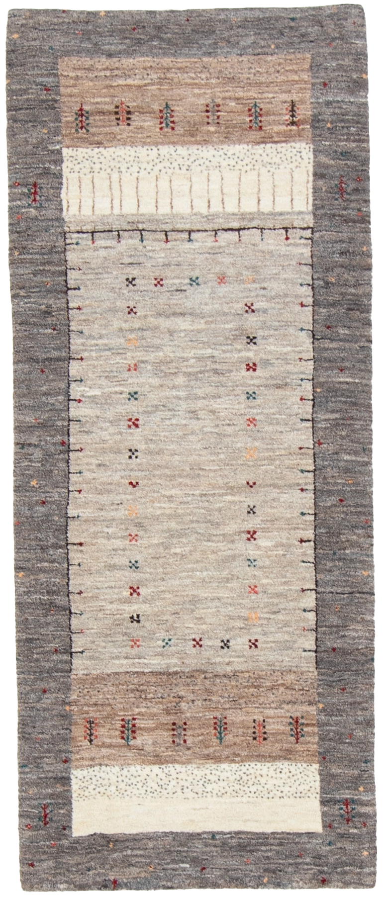 W 2.7 L 6.5 Gabbeh Runner 100% Wool Hand-Woven All-Over Design - 66861