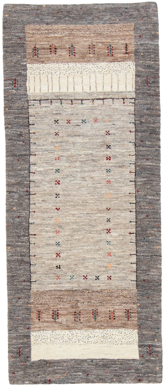W 2.7 L 6.5 Gabbeh Runner 100% Wool Hand-Woven All-Over Design - 66861