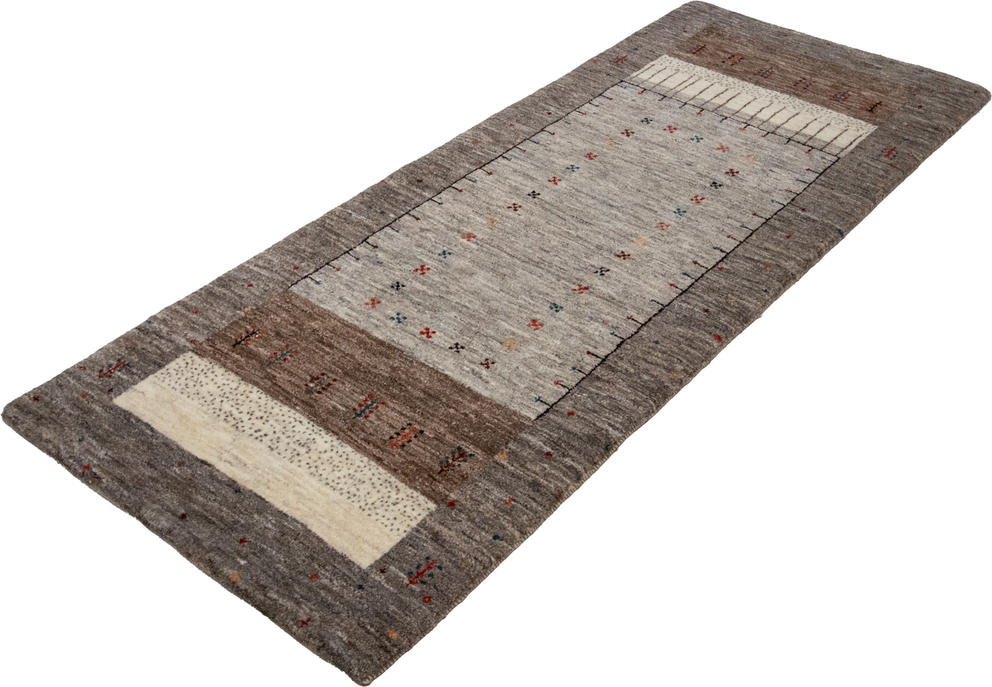 W 2.7 L 6.5 Gabbeh Runner 100% Wool Hand-Woven All-Over Design - 66862
