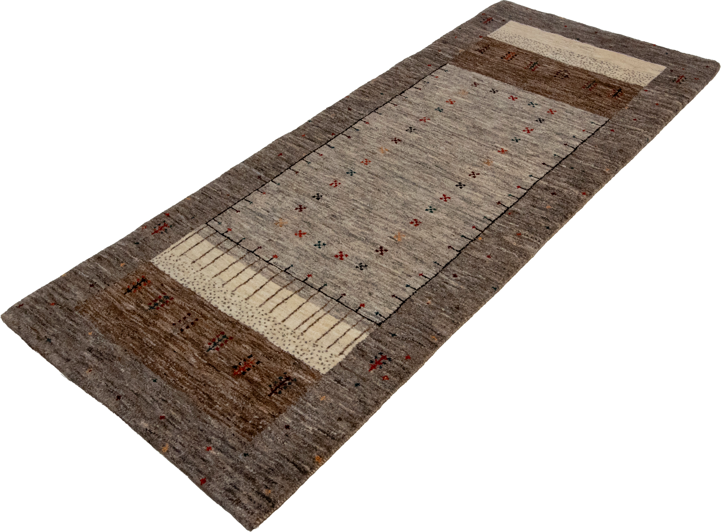 W 2.7 L 6.5 Gabbeh Runner 100% Wool Hand-Woven All-Over Design - 66862