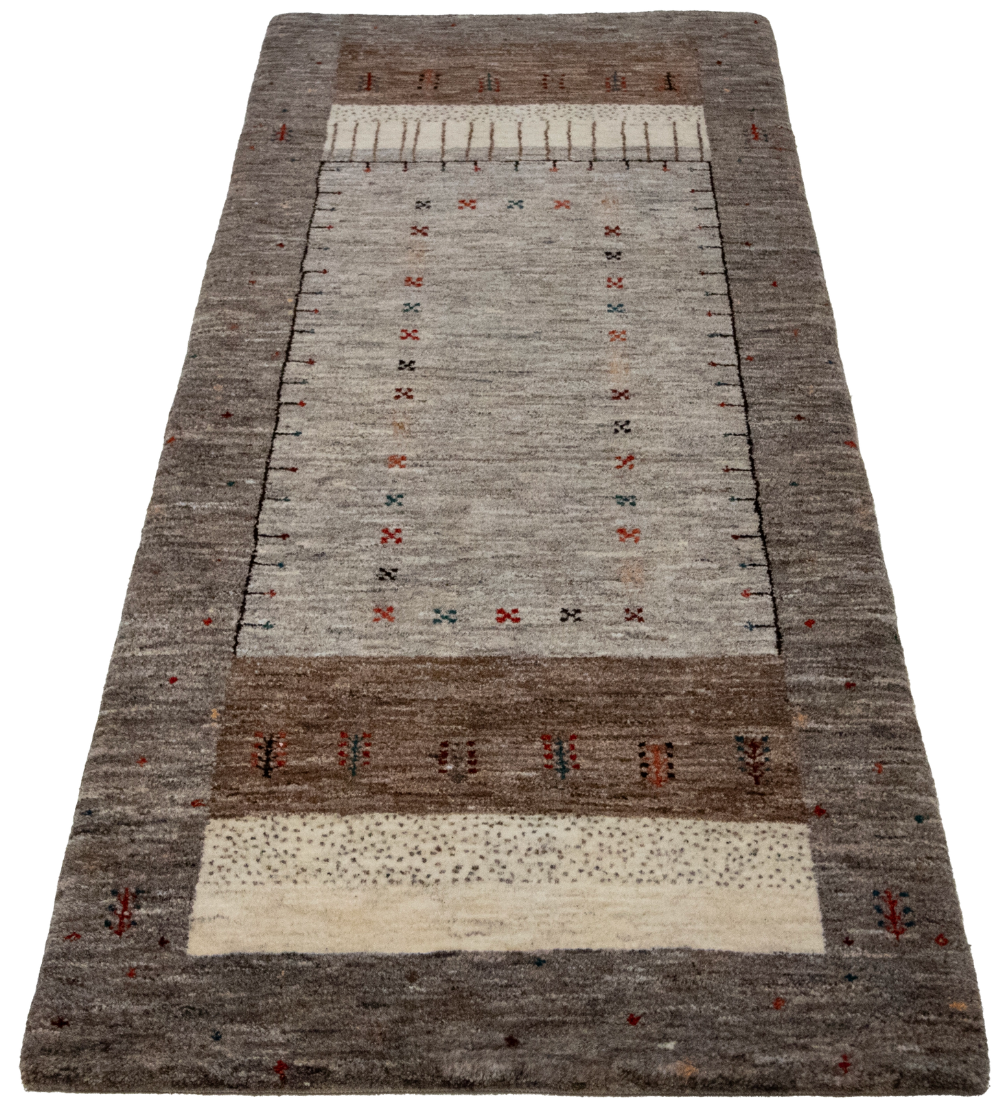 W 2.7 L 6.5 Gabbeh Runner 100% Wool Hand-Woven All-Over Design - 66862