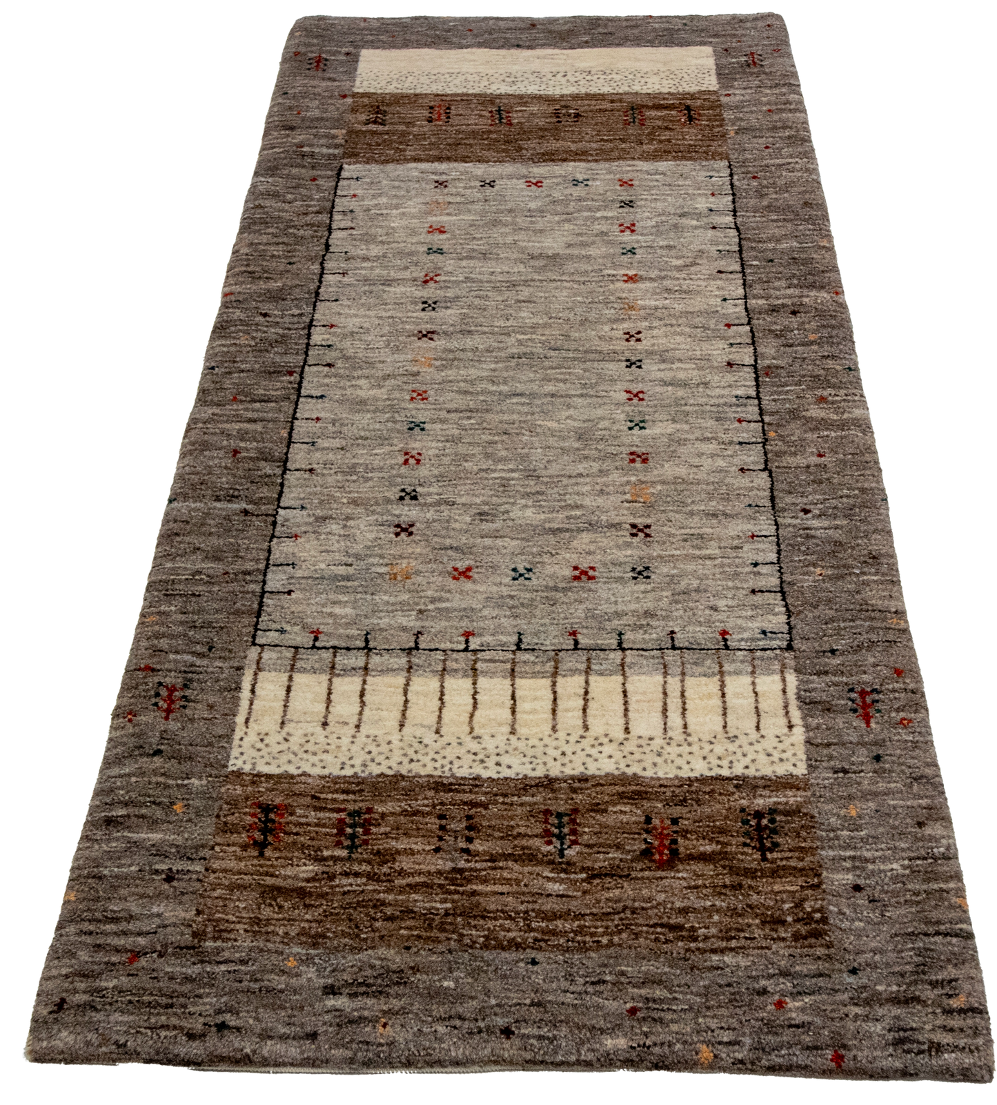 W 2.7 L 6.5 Gabbeh Runner 100% Wool Hand-Woven All-Over Design - 66862