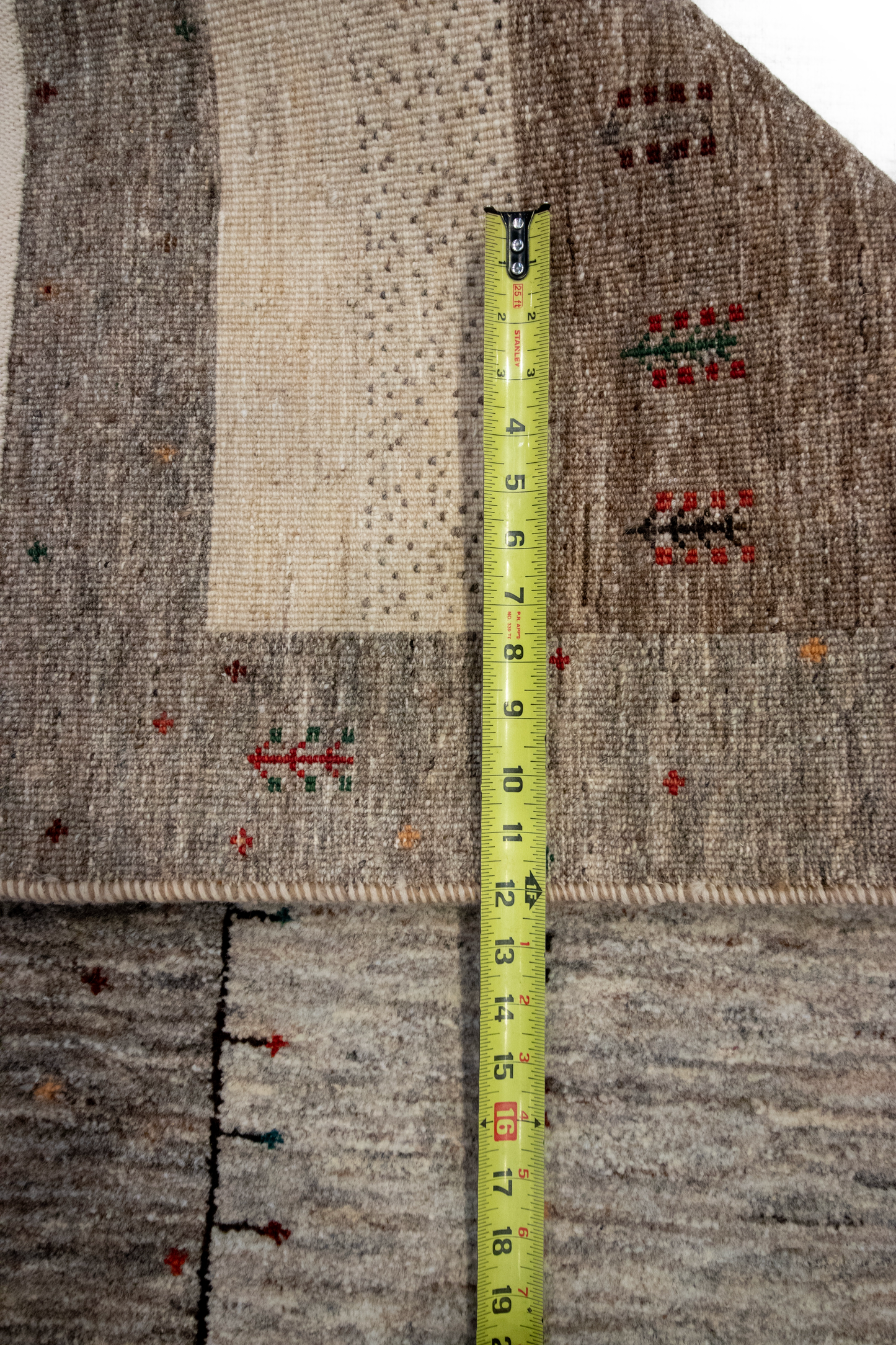 W 2.7 L 6.5 Gabbeh Runner 100% Wool Hand-Woven All-Over Design - 66862