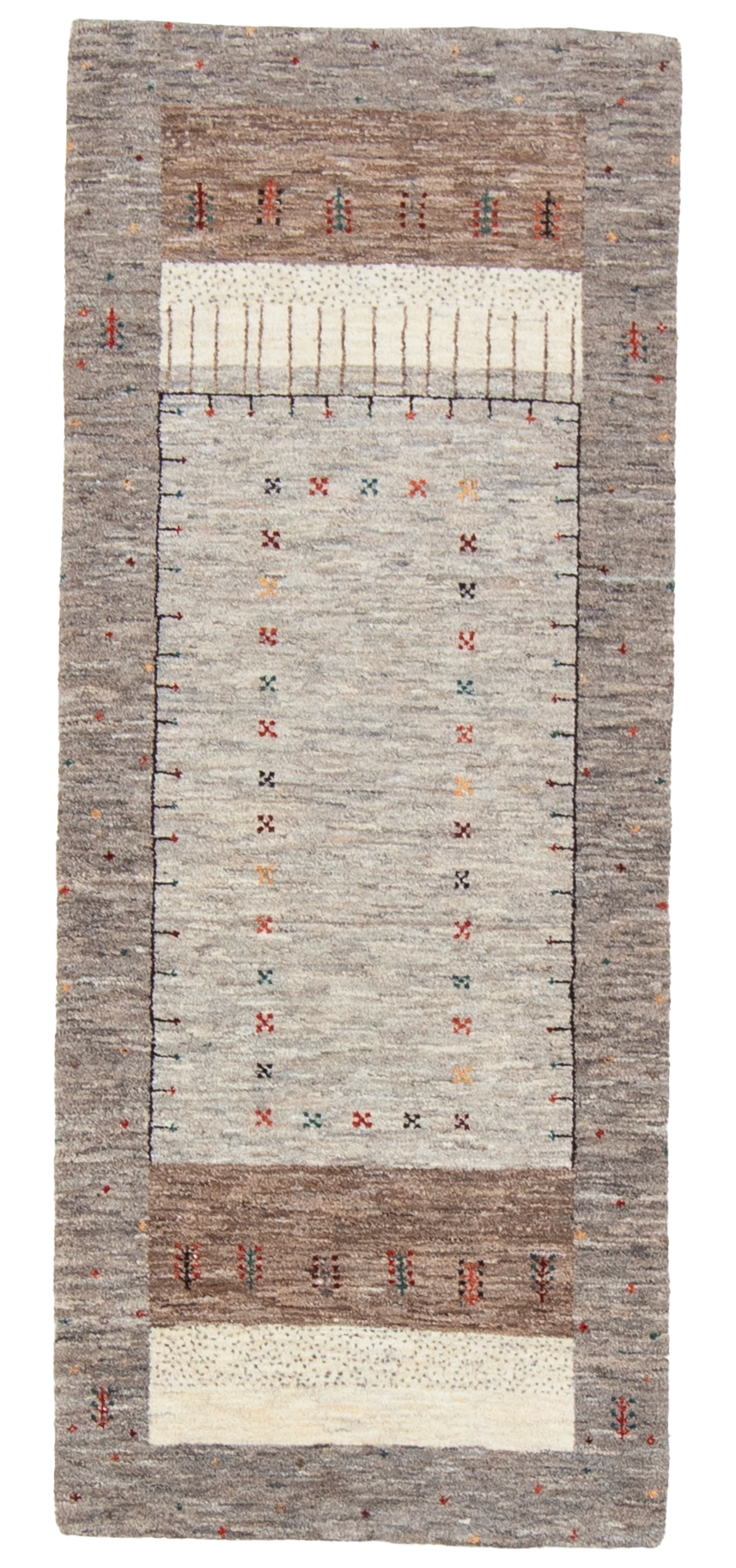 W 2.7 L 6.5 Gabbeh Runner 100% Wool Hand-Woven All-Over Design - 66862