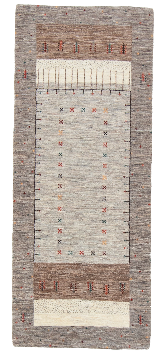 W 2.7 L 6.5 Gabbeh Runner 100% Wool Hand-Woven All-Over Design - 66862